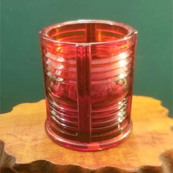 Duncan & Miller Nautical Port Light Ruby Red Cigarette Jar EAPG 3.5" Tall 3" Dia - Picture 4 of 7